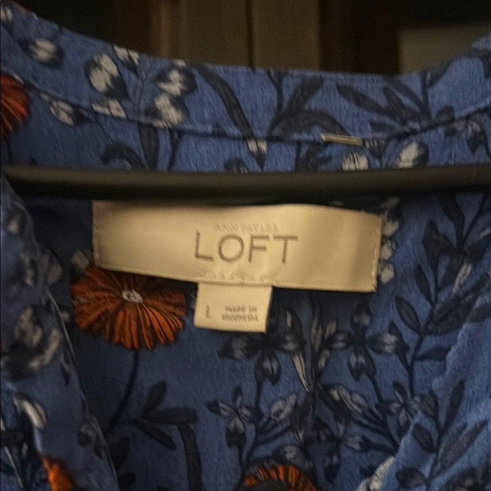LOFT Blue Floral Blouse